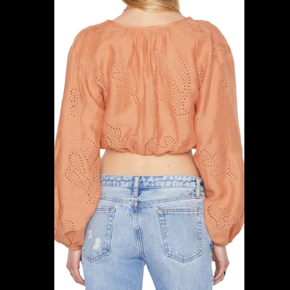 NWT $723 FRAME Eyelet Linen Maxi Skirt and Shirred Crop Eyelet Blouse - size XS! - Picture 8 of 10